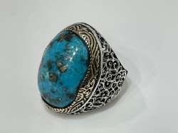 Ring Silver 925 Game Stone Nishaburi Turquoise Stone Weight 20.46 US9.5 EUR21