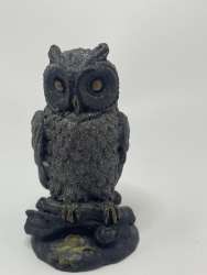 Vintage Deco Owl Statue Shinning Stone Wildlife Gift Concrete Ornament, Beauty