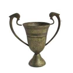 Antique Statue Goblet with Solid Brass Handle Handmade Engraved Brass Wine Pot