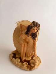 Vintage Figurine Beautiful Women With Wings Like a Butterfly Playing With a Frog