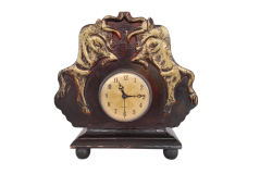 Vintage Huge Table Battery Clock Wood Made Decor Quartz Traditional Pair Horses