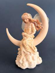Vintage Resin Fairy Angel Figurine on Cresent Moon 8