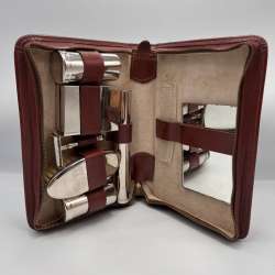 1960's Vintage Men's Dressing Razor Travel Kit Steel Leather Vanity Case England