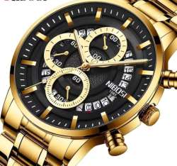 NIBOSI Original Luxury Men's Watch Waterproof Crystal Glass Stainless Steel