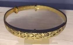ANTIQUE Chinese Silver Bracelet Gold Plated Shiny Hand Cut 14g BE UNIQUE