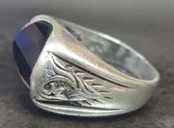 925 Sterling Silver Ring with Stunning Black Stone 4G Size 23 10.5