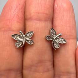 Vintage Pair Of Stud Sterling Silver 925 Jewelry Women's Beautiful Signed 1.9 gr