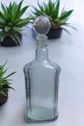 Antique Victorian Clear Glass Bottle With Crystal Cap Great For Collecting USL