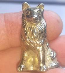 Antique Silver Plated Bronze Dog Statue, Interesting Amulet, 4cm