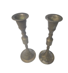 Vintage Solid Brass, Candlesticks Holder Decoration -Century -Set Of 2 -Gold