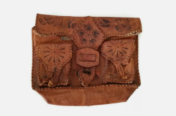 Rare Antique Leather Clothing Messenger Bag Stamped Super Handmade Free Shipping
