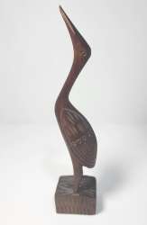 Carved wooden bird, teak Crane Carving Ornament Decoration Vintage Bird Decor