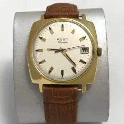 Vintage soviet  1st MChZ Men's wristwatch Poljot USSR 30 jewels 20th gold case