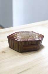 Vintage Small 6 sided Rattan Bamboo Woven Trinket Jewelry Box Old China Boho