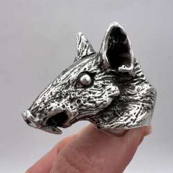 Massive Author's Vintage Men's Jewelry Ring Head of Rat Mouse Marked Size 9.5