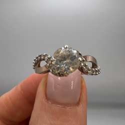 Vintage Unique Ring Gilt Sterling Silver 925 Stone Jewelry Women's Signed Size 7