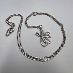 Vintage Unique Pendant Chain Sterling Silver 925 Stone Jewelry Women's Signed 5g