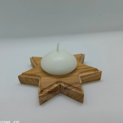 .Hand Made Wooden Decorative Star For Candles Made Of Olive Wood 