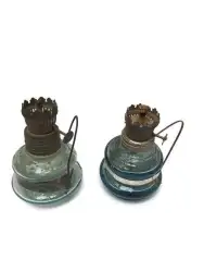 2 Oil Lamp Glass Kerosene Antique Vintage Burner Clear Aladdin Rain Replacement