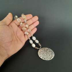 Women Necklace Long Vintage Handmade Beads Chain Unique Jewelry Filigree Pendant