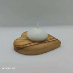 Palestine Hand Made Wooden Decorative Hert For Candles Made Of Olive Wood 
