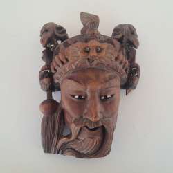 Vintage-Old-Man-Figurine-Wooden-Handmade-Wall-Hanging-Decor-Asian-Collectibles