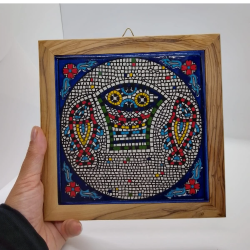 Made In Palestine Hand Awooden Farame Attached To Piece Of Decorated GYPSUM