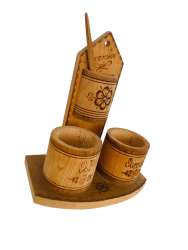 Vintage Wooden Two Cylindrical Pieces Table Decor-handmade in Bethlehem