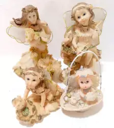 Vintage Lot of 4 Set Resin White Angels Wings Fairy Figurines Statues Decor Home