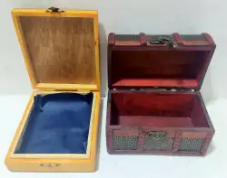 Wooden Box Handmade Vintage Trinket Jewelry Storage Different Lot of 2 Boxes