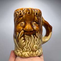 Vintage 1960 USSR Pressed Ceramic Budy Cup Beer Glass Mug Stamp Glaze Budyanskyi