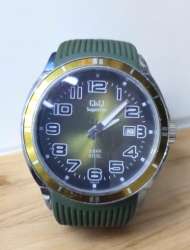 Q&Q P320J345Y Men's Watch Army Green Strap Miyota by Citizen Movement Date