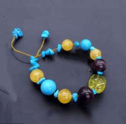 Sagittarius bracelet made of spherical stones such as citrine, turquoise