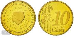 Very Rare Dutch 10 Cent Coin Year 2000 Scandinavian Gold