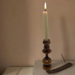 Wooden Pillar Candle Holder Pattern Perfect Gift Made Of Antique Oliv Wood