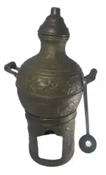 Pot Copper Bean Brass Made Patina Vintage Handle Egyptian Gekra Verde Antique