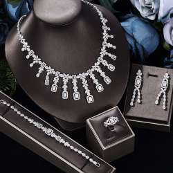 Zircon Necklace Earrings Bracelet Ring Set Of Four Earrings Necklace Ornament