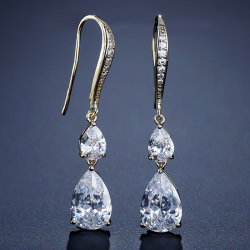 RAKOL Simple Long Exquisite Water Drop Zircon Female Simple Banquet All-match