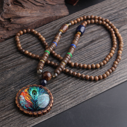 Peacock feather pendant ethnic style sweater chain Men Women Charming Necklace