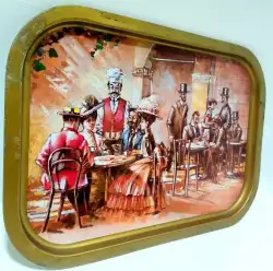 Hand Painting Vintage Iron Serving Tray Printing Dish Plate Bowl Platter luxury