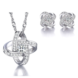 Silver Clover Necklace Sterling 925 Purity Women Beauty Elegance Luxury Jewelry