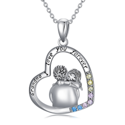 White Gold Plated Cubic Zirconia Granny Necklace In Sterling Silver 925 Love