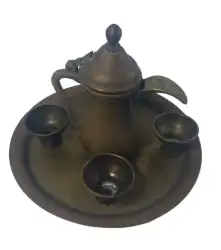 Tea Set Copper Vintage And Sugar Pot Coffee Antique Tray Brass Creamer Teapot Cu
