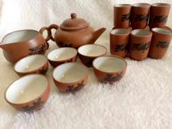Vintage Japan Ceramic Mini Cups Jug Saucers Bowl Sugar Handmade Marked Decor Gif