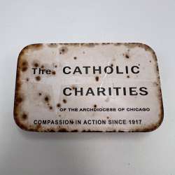 Catholic Charities of the Archdiocese of Chicago Vintage Tin Metal Box