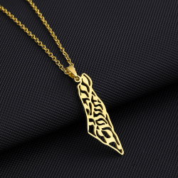 Palestine Map Necklace Stainless  Men women Collections Silver  and gold color