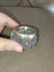 1970s Vintage USSR Mini Cellar Salt Crystal Silver Plated Marked Old Collectible