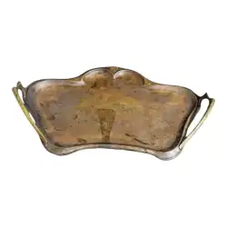 Large Oval Antique Brass Serving Tray with Hand-Engraved Floral etched india