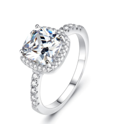 925 Sterling Silver Square Diamond Ring Girl School University Party