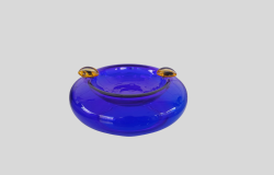 Vintage Ashtray Blue Clear Murano Glass Hand Blown Cigarette Small Italy Marked